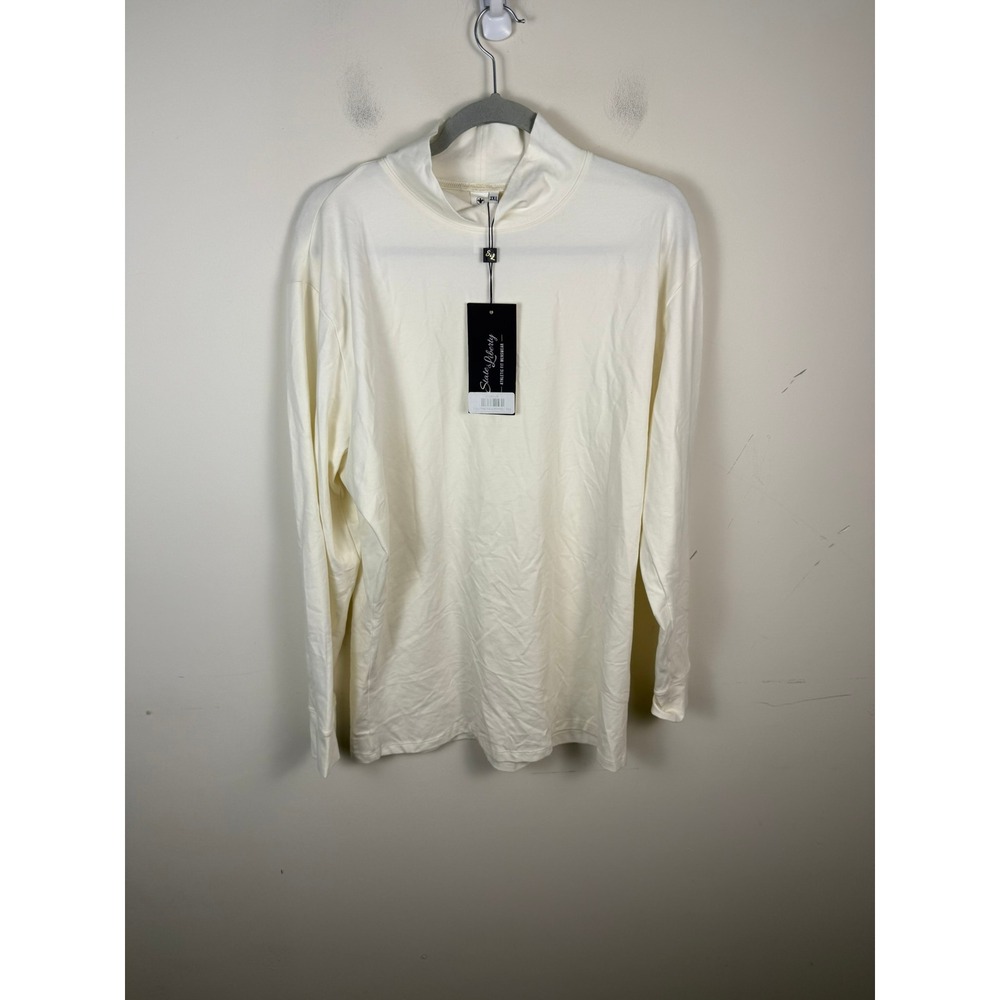 State and Liberty Solid Cream Mock Turtleneck Mens XXL Athletic Fit NWT